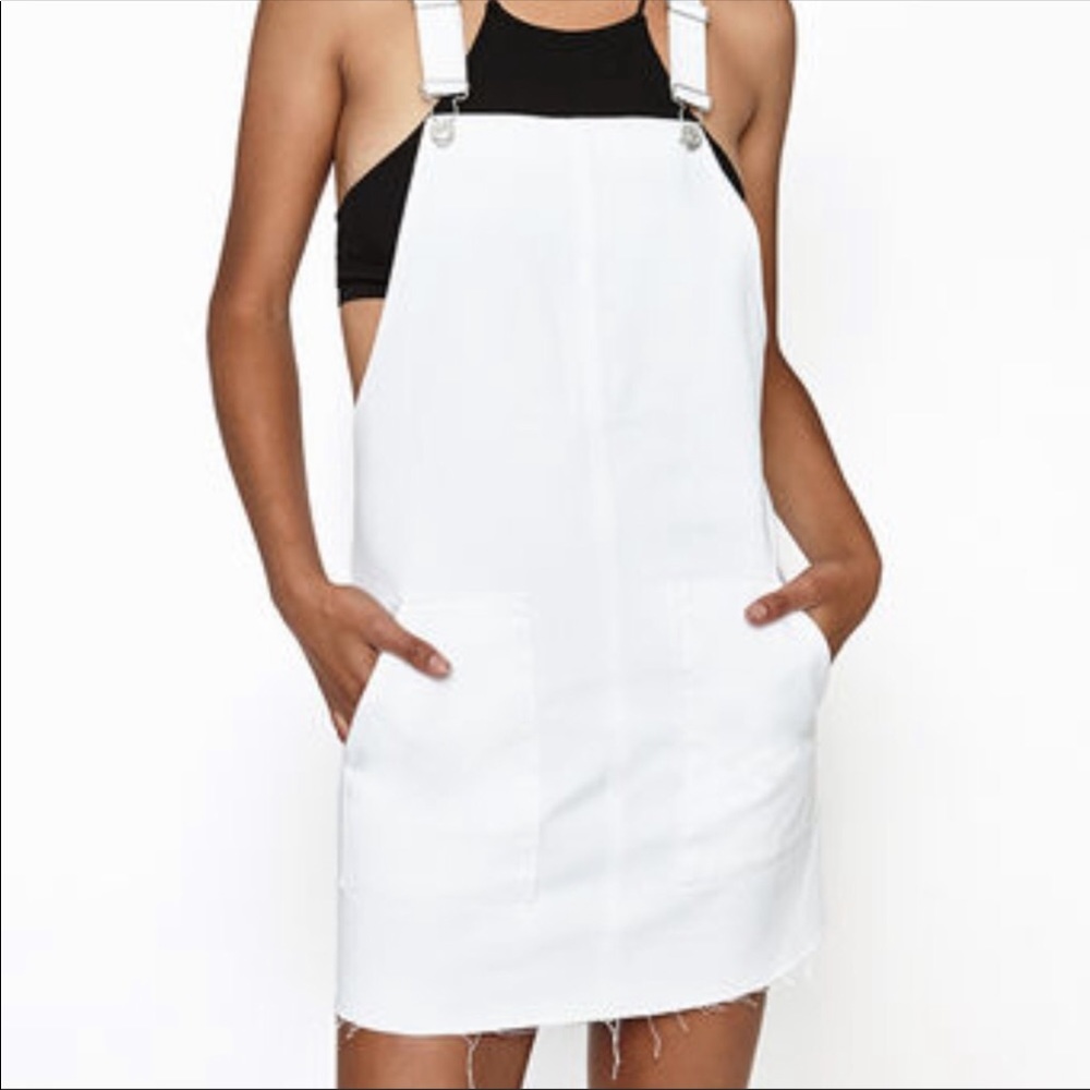 White Jean Overall Dress